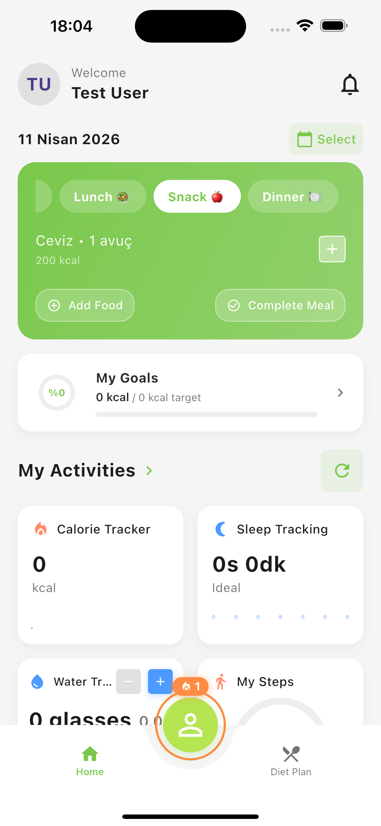 Mobile app screen